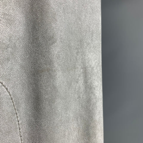 JOIE Chaqueta motera de piel de cordero metalizada de cuero plateado talla XS
