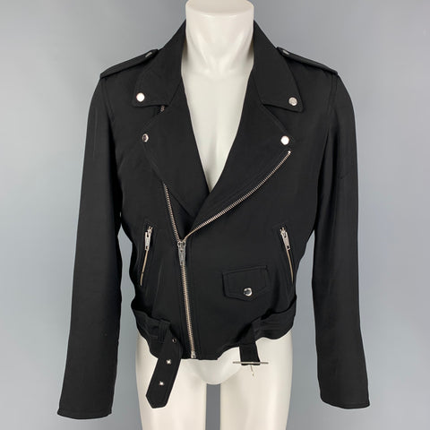 THE KOOPLES Size M Black Viscose Biker Jacket