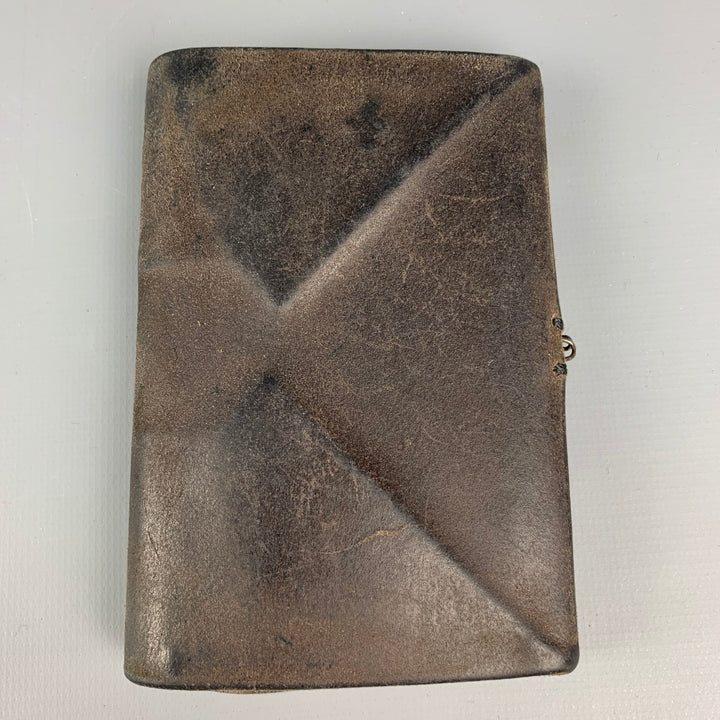 M.A+ Brown & Black Distressed Leather Origami Wallet