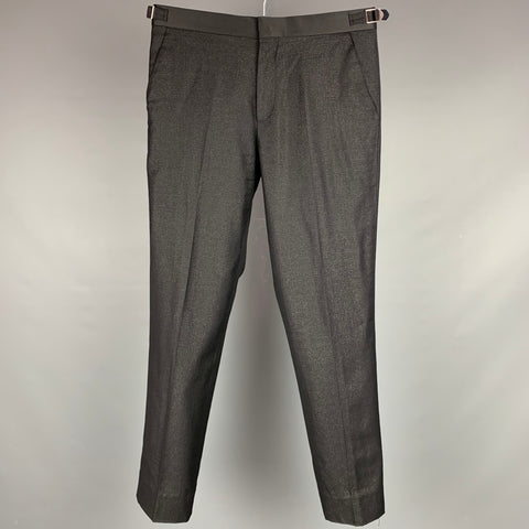 PAUL SMITH Soho Size 38 Regular Black Metallic Wool Blend Peak Lapel Tuxedo Suit