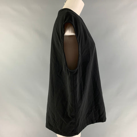 CEREMONIA DE APERTURA Talla M Top casual liso de poliéster y viscosa negro