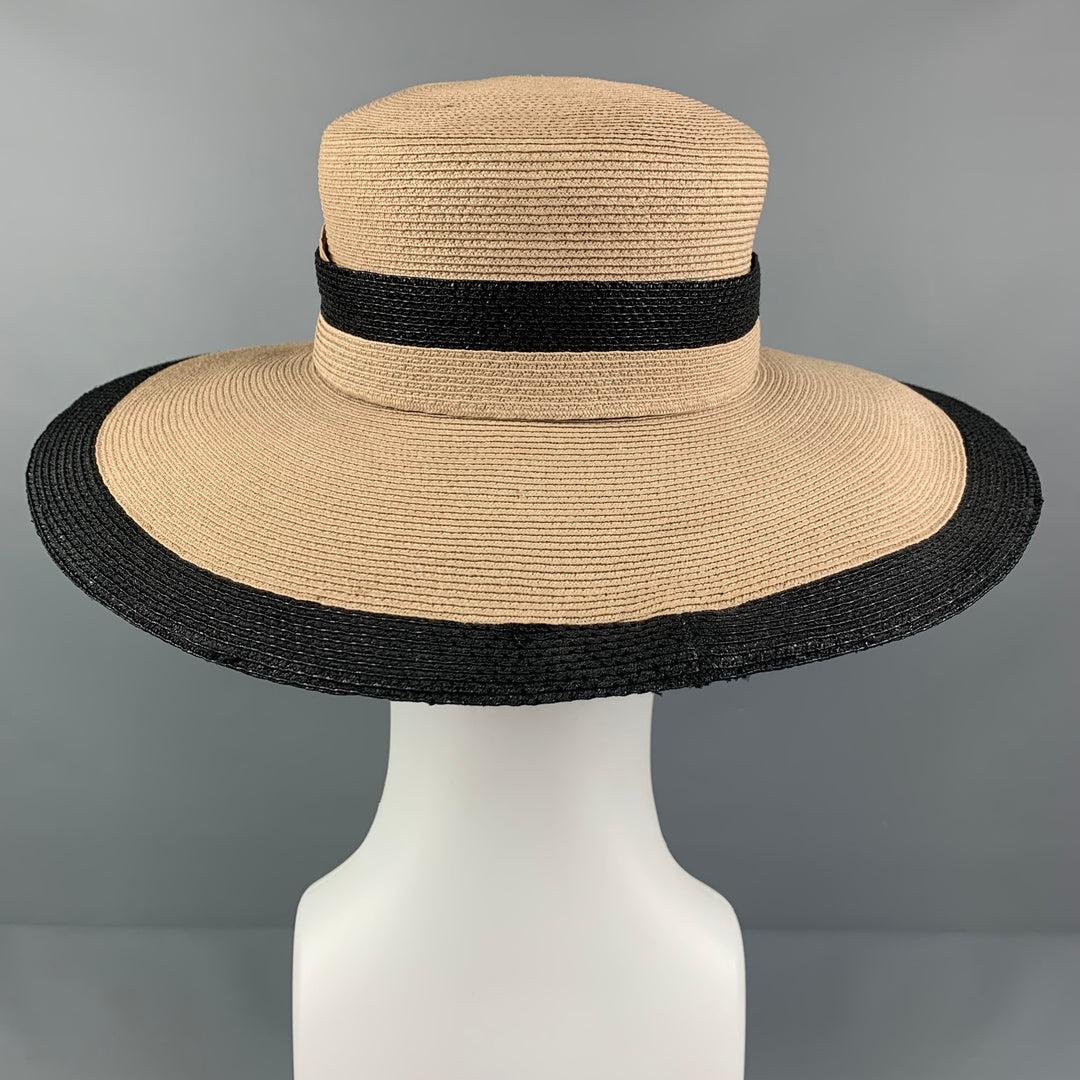 SUZANNE Beige Black Woven Hat