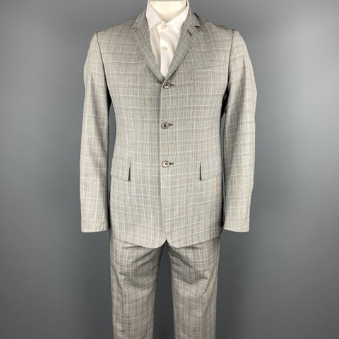 BLACK FLEECE Size 40 Grey Glenplaid Wool Notch Lapel Suit