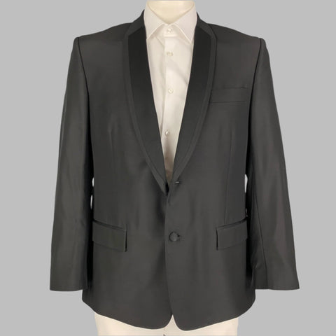 VERSACE COLLECTION Size 42 Black Viscose Wool Tuxedo Sport Coat