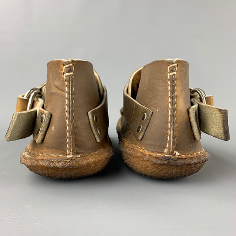 QUODDY Size 8 Brown Antique Leather Crepe Sole Ring Boots