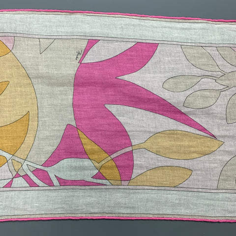 EMILIO PUCCI Foulard abstrait blanc et fuchsia