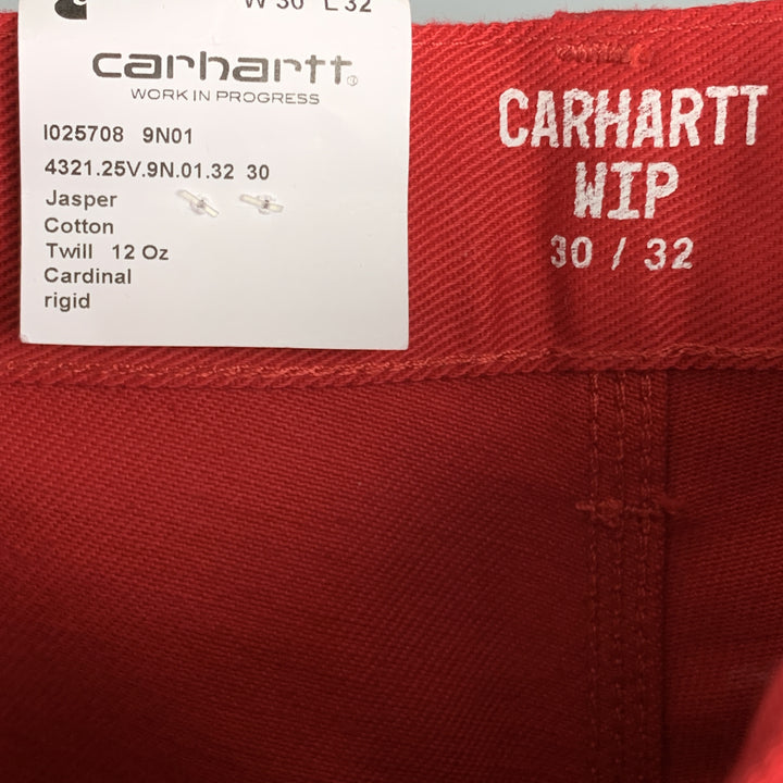 CARHARTT Size 30 Red Solid Cotton Zip Fly Casual Pants