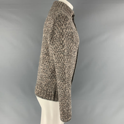 MONCLER Size S Grey Oatmeal Knitted Buttoned Jacket