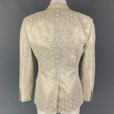 DOLCE & GABBANA Size 42 Beige Silver Jacquard Acetate Blend Sport Coat
