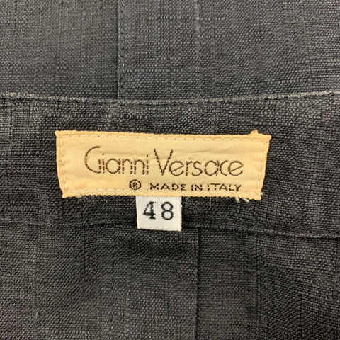 Vintage GIANNI VERSACE Size 38 Black Textured Pleated 3 Piece Suit