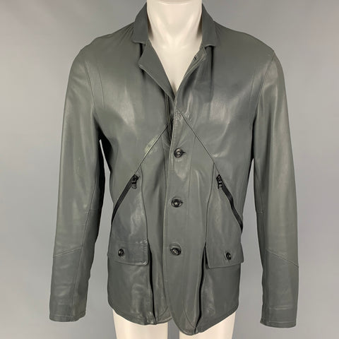 ARMANI EXCHANGE Size M Grey Leather Buttoned Jacket