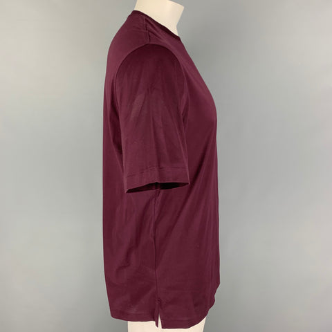 RALPH LAUREN Purple Label Size L Burgundy Cotton Crew-Neck T-shirt
