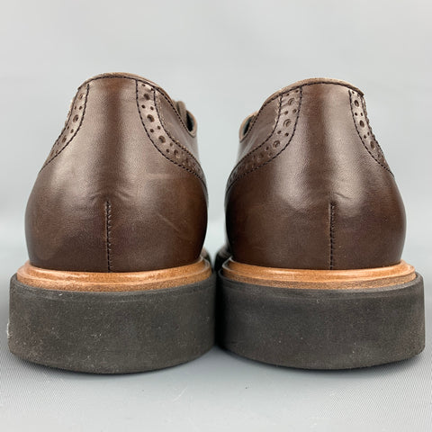 TOD'S Size 10.5 Brown Perforated Wingtip Leather Lace Up Shoes
