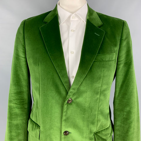 MARC JACOBS Taille 42 Manteau de sport en coton à revers cranté en velours vert