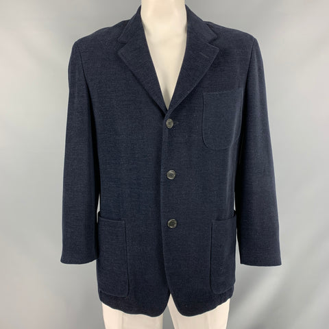 ERMENEGILDO ZEGNA Size 40 Black Textured Cotton &  Wool Sport Coat