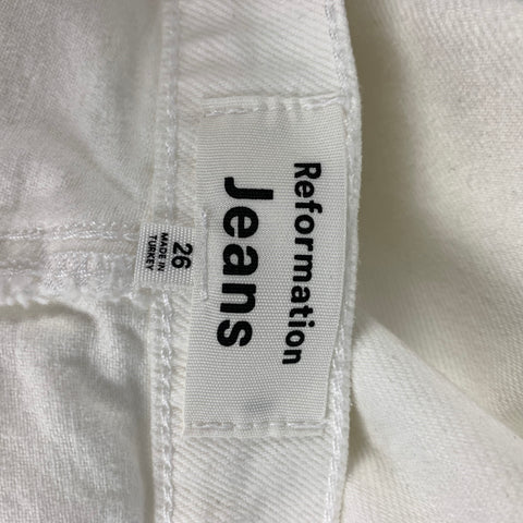 REFORMATION Jean taille haute en coton blanc cassé taille 26