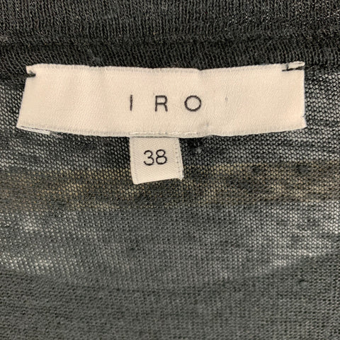 IRO Size S Black Distressed Linen Crew-Neck T-shirt