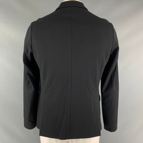 EMPORIO ARMANI Size 42 Black Solid Viscose Blend Notch Lapel Sport Coat