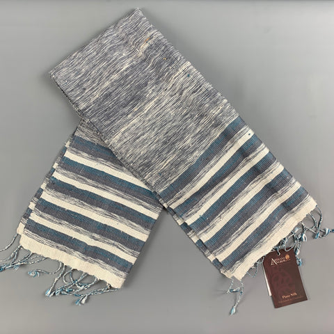 ARTISANS ANGKOR Grey Cream Woven Silk Scarf