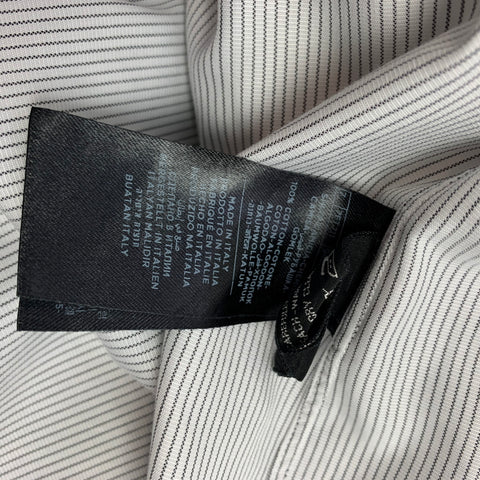 TOM FORD Size XL White & Black Pinstripe Cotton Button Up Long Sleeve Shirt