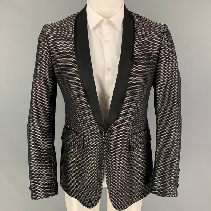 GUCCI Size 40 Grey Black Textured Rayon Blend Shawl Collar Sport Coat