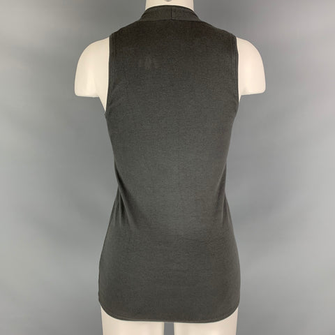 BRUNELLO CUCINELLI Size L Grey Cotton  Lycra Pleated Tank Casual Top