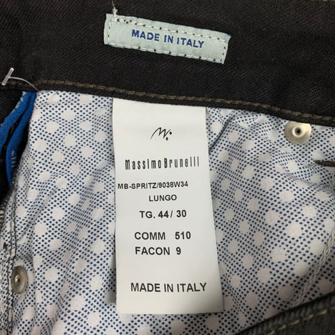 MASSIMO BRUNELLI Size 30 Black Cotton Straight Button Fly Jeans