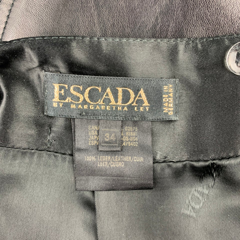 ESCADA Size 4 Black Leather Pencil Skirt