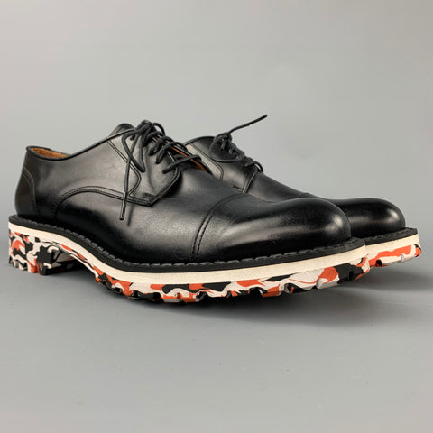 MIHARAYASUHIRO Size 7 Black Leather Cap Toe Lace Up Shoes