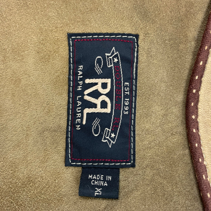 RRL by RALPH LAUREN Size XL Beige Deerskin Leather Western Fringe Jacket
