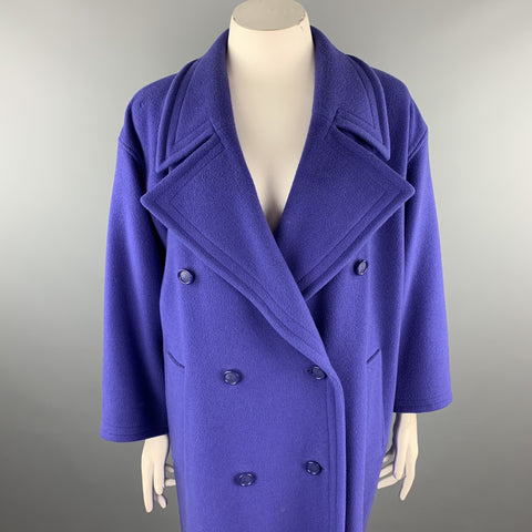 EMANUEL UNGARO Size 12 Purple Wool / Nylon Double Breasted Coat