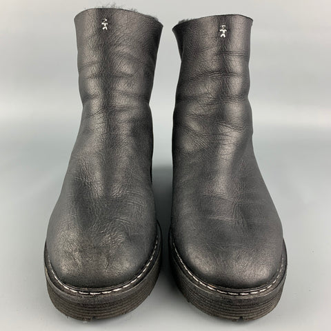 HENRY BEGUELIN Size 7 Black Shearling Ankle Boots
