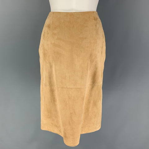 MICHAEL KORS Size 2 Beige Suede Pencil Skirt