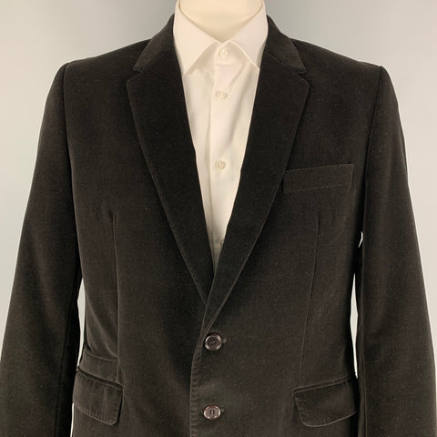PS by PAUL SMITH Taille 46 Manteau de sport à revers cranté en coton et velours marron