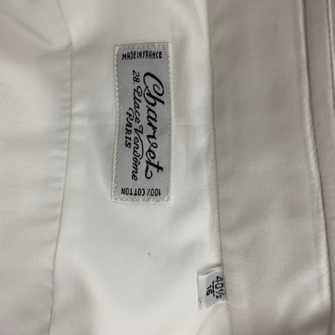 CHARVET Size M White Cotton French Cuff Long Sleeve Shirt