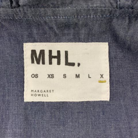 MARGARET HOWELL Size XL Indigo Cotton Buttoned Hooded Jacket