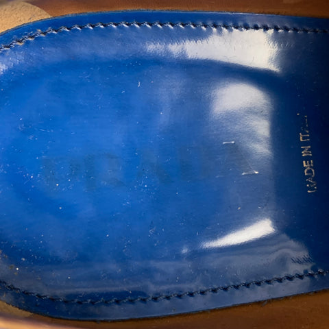 PRADA Size 11 Royal Blue White Leather Platform Laces