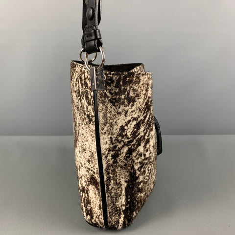 MAISON MARGIELA Brown Cream Marbled Calfskin Handbag