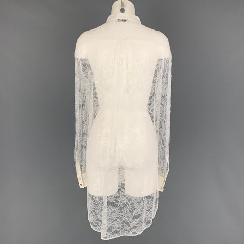 PORTS 1961 Size M White Viscose Blend Lace Tunic Shirt