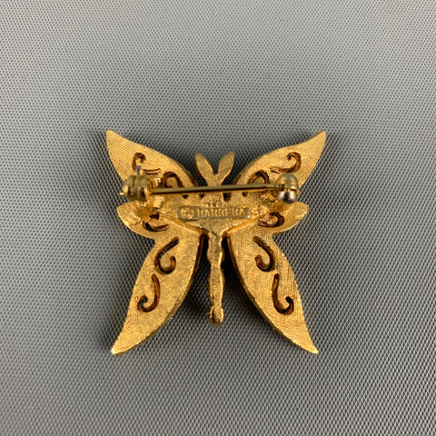 Vintage BARRERA Gold Rhinestones Brooch