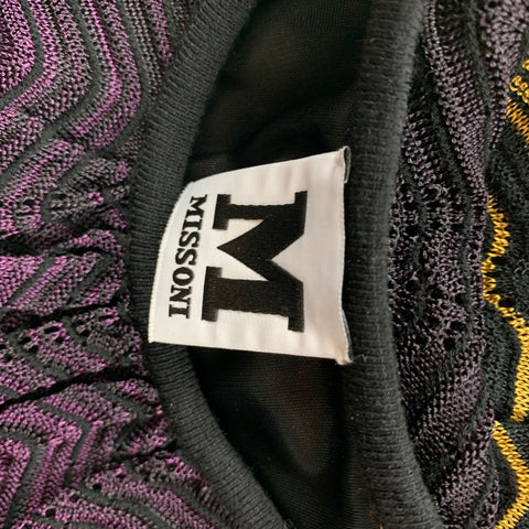 M MISSONI Taille 6 Jaune Noir Vert Viscose Blend Zig Zag Robe sans manches