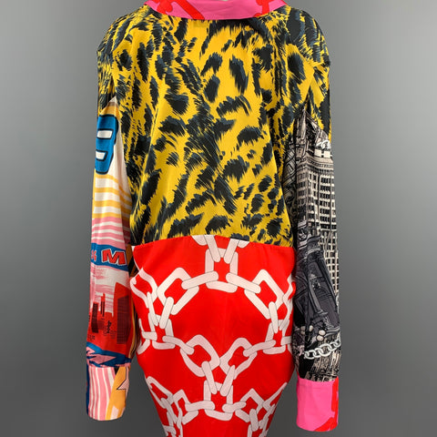 MSGM Size 4 Multi-Color Mixed Fabric Polyester Oversized Blouse