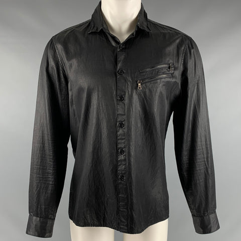JOHN VARVATOS Taille S Chemise à manches longues en coton noir Cupro