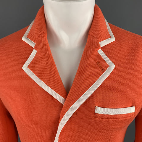 BLACK FLEECE Size 38 Orange Cotton Knit White Contrast Piping Sport Coat