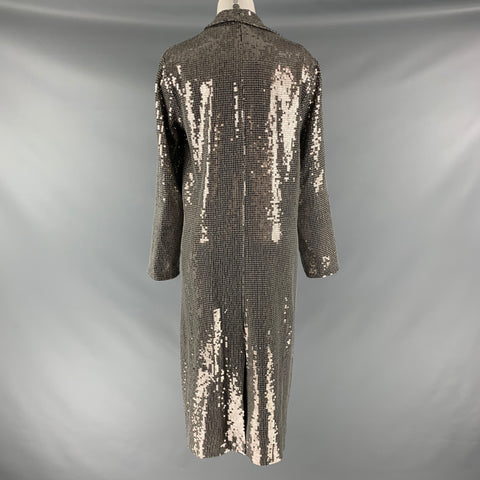 ALICE + OLIVIA Taille S Manteau ouvert à paillettes en viscose argentée