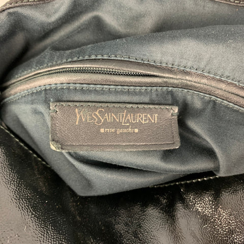 YVES SAINT LAURENT Black Silver Patent Leather Bag Handbag