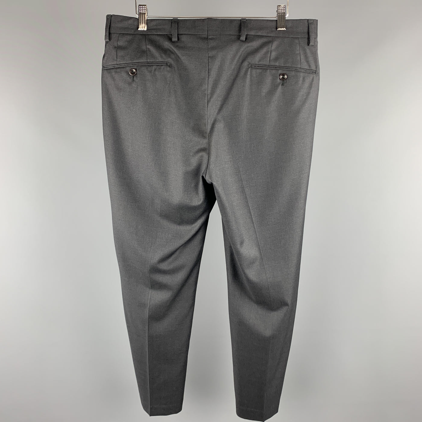 INCOTEX Size 32 x 28 Gray Solid Wool Flat Front Dress Pants