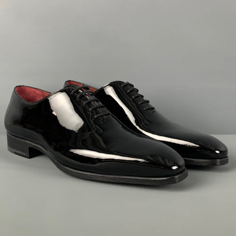 MAGNANNI Size 10 Black Patent Leather Lace Up Shoes