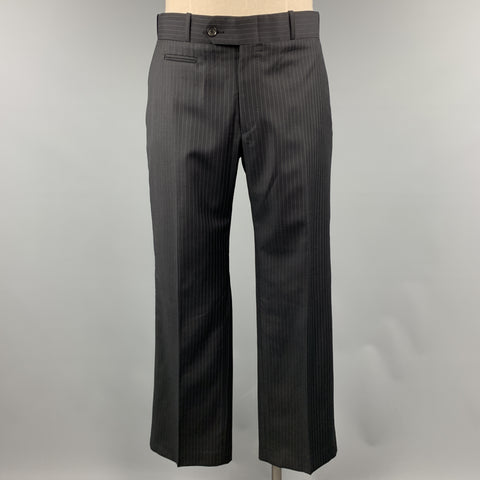 DAVID AUGUST Taille 40 Noir Rayé Laine Peak Revers 34 x 31 Costume
