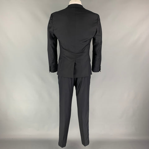 CALVIN KLEIN COLLECTION Size 38 Black Wool Peak Lapel Tuxedo Suit
